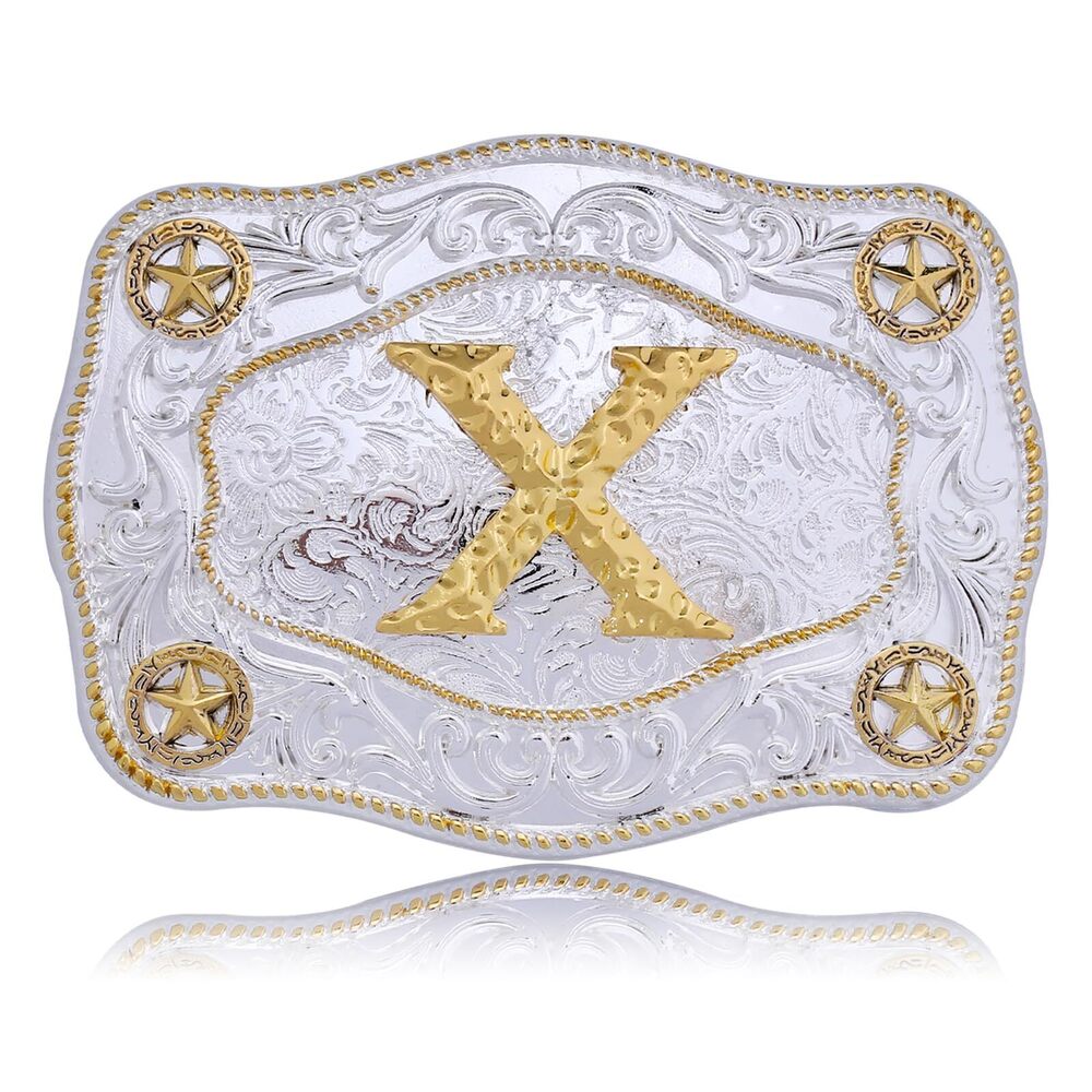 4441 Western Belt Buckles Initial Letters ABCDJMR to Z Large Gold Rodeo